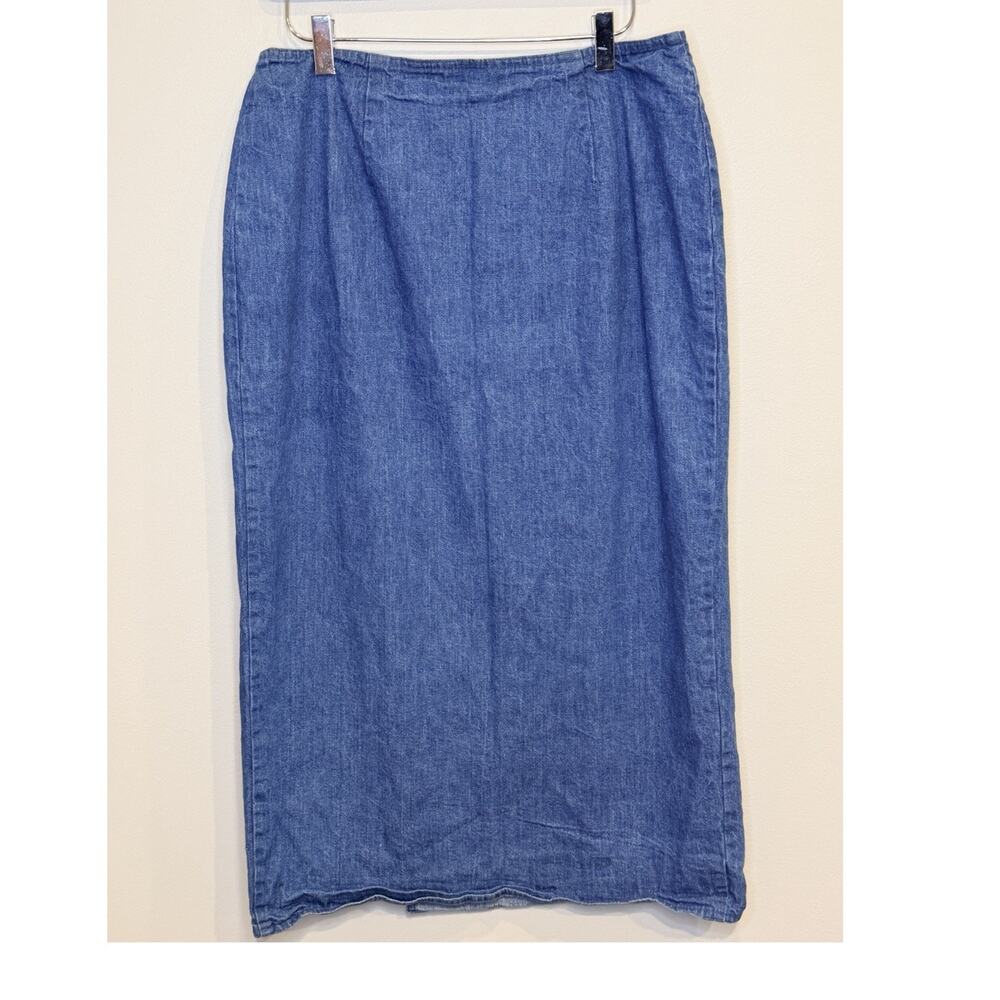 VTG 90s Ralph Lauren Denim Wrap Maxi Skirt Country Western Cowgirl Core Size Med - Picture 3 of 9